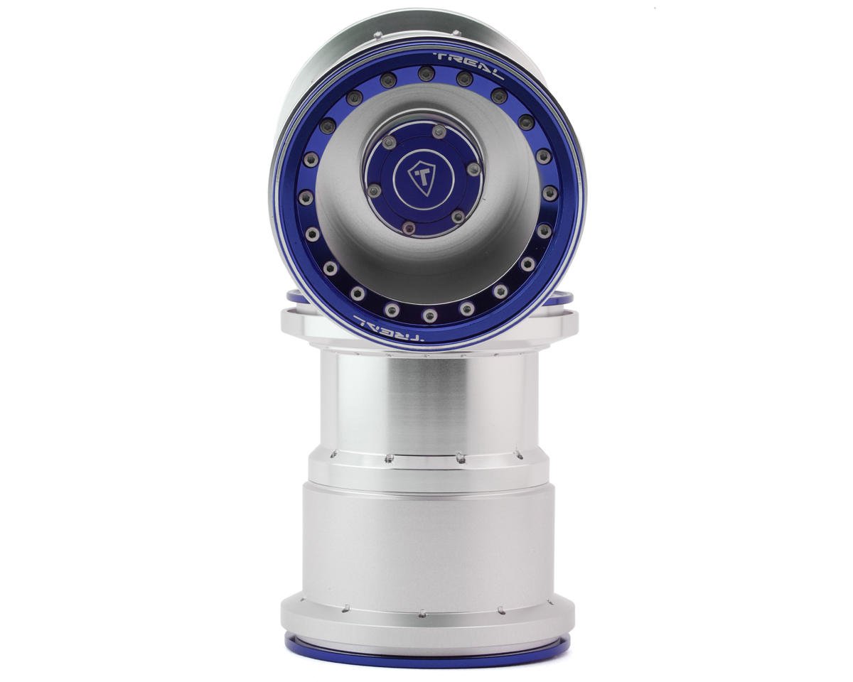 Treal Hobby 2.6" Aluminum Beadlock Monster Truck Wheels (Silver/Blue) (2) (TLHTWHEEL-126)