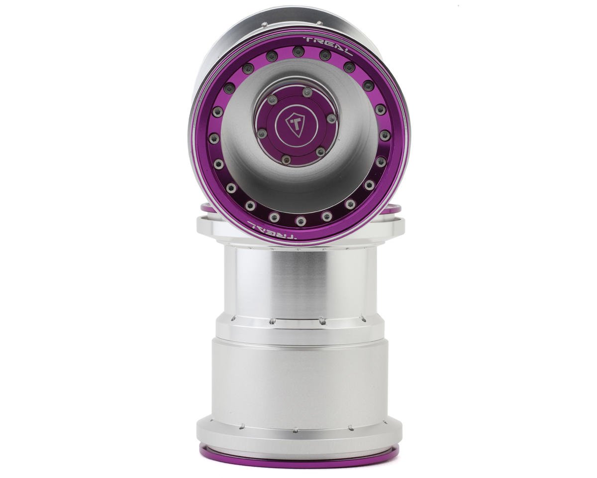 Treal Hobby 2.6" Aluminum Beadlock Monster Truck Wheels (Silver/Purple) (2) (TLHTWHEEL-127)