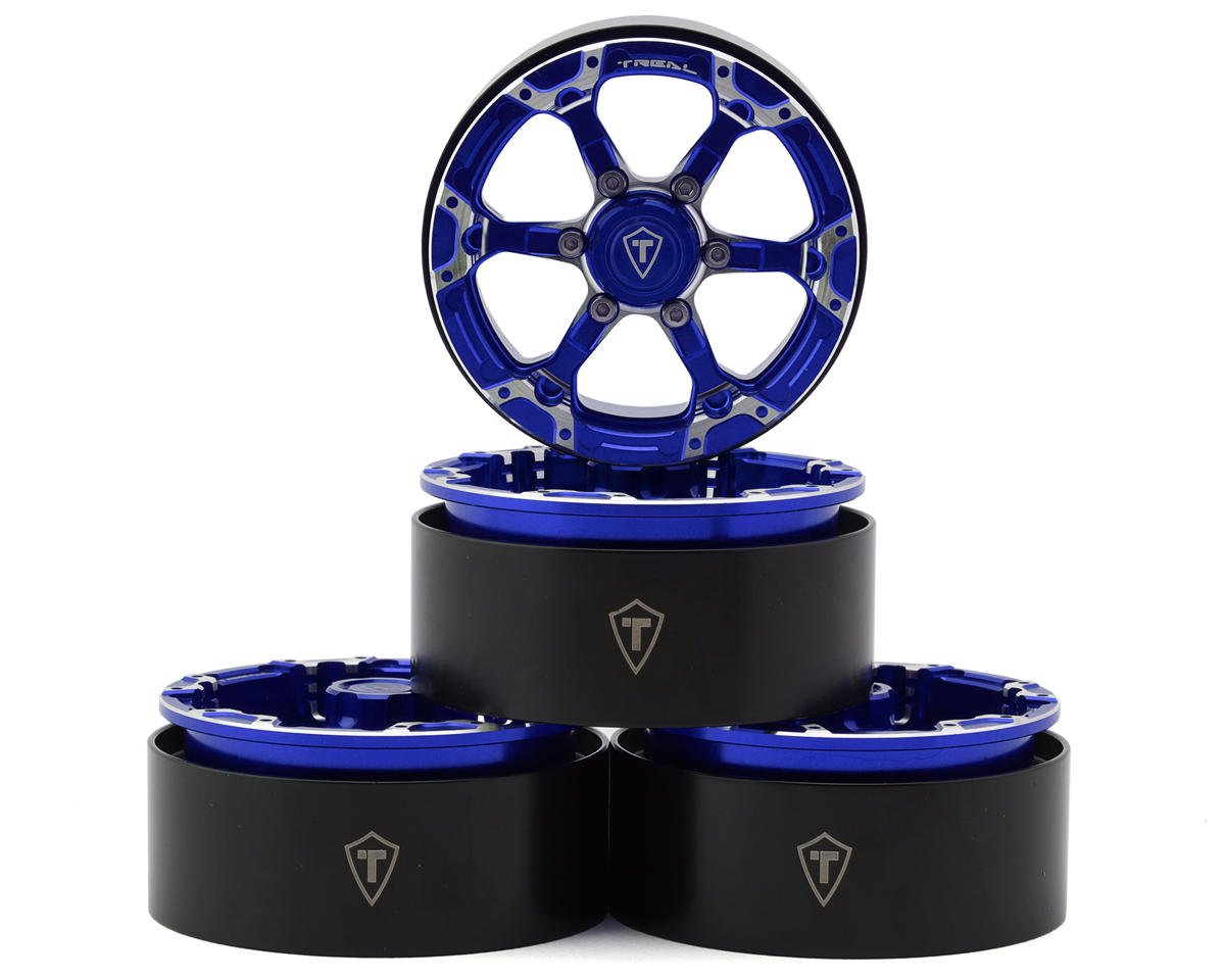 Treal Hobby Type 4P 1.9" 6-Spoke Beadlock Wheels (Blue) (4) (TLHTWHEEL-129)