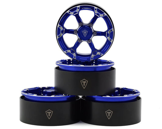 Treal Hobby Type 4P 1.9" 6-Spoke Beadlock Wheels (Blue) (4) (TLHTWHEEL-129)