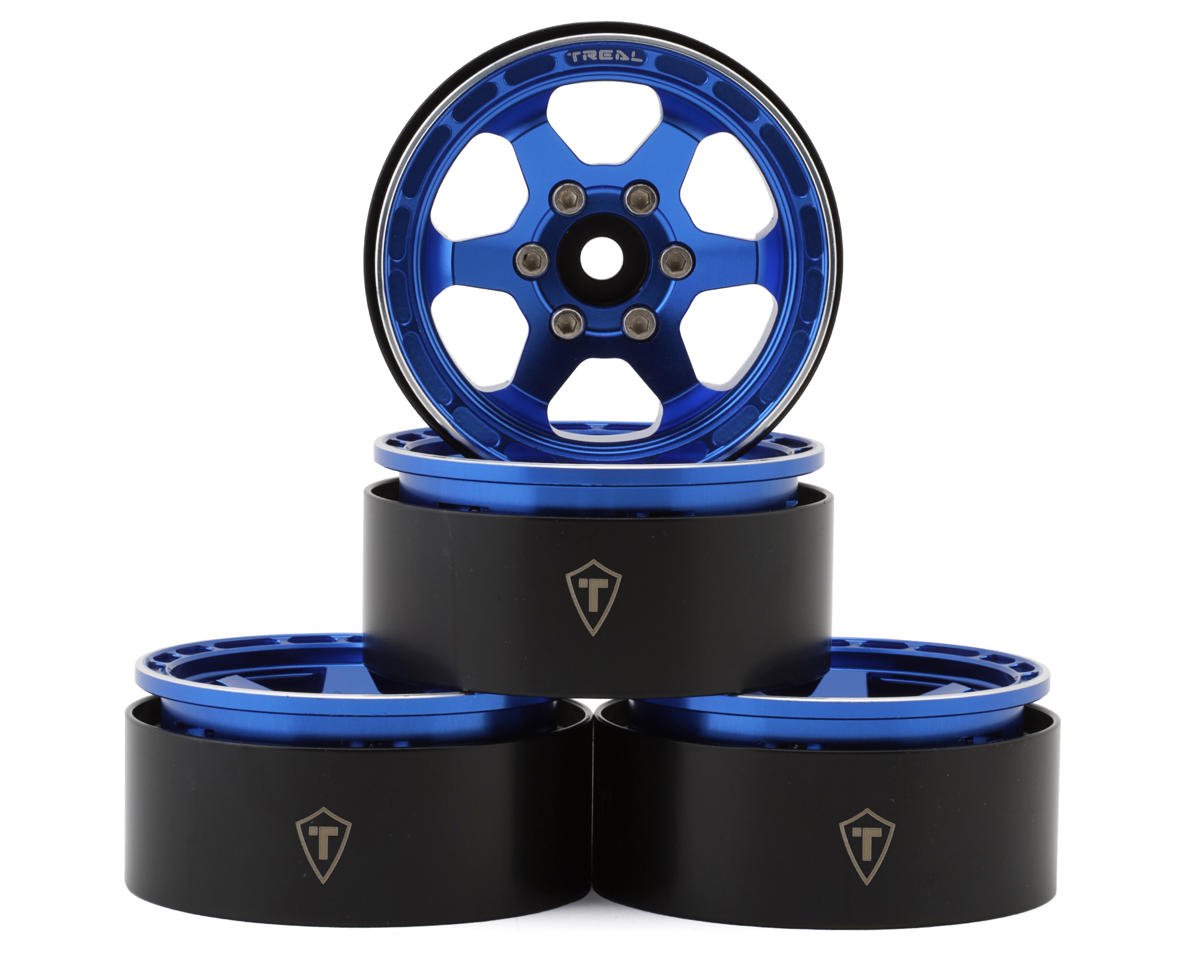 Treal Hobby Type H 1.9" 6-Spoke Beadlock Wheels (Blue) (4) (TLHTWHEEL-136)