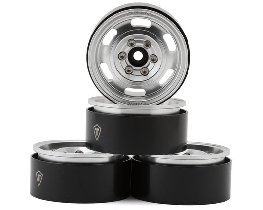 Treal Hobby Type G 1.9" Vintage Wagon Beadlock Wheels (Silver) (4) (129.5g) (TLHTWHEEL-154)
