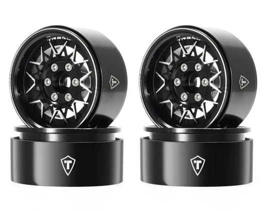 Treal Hobby Type V 1.9" V-Spoke Beadlock Wheels (Black) (4) (TLHTWHEEL-167)