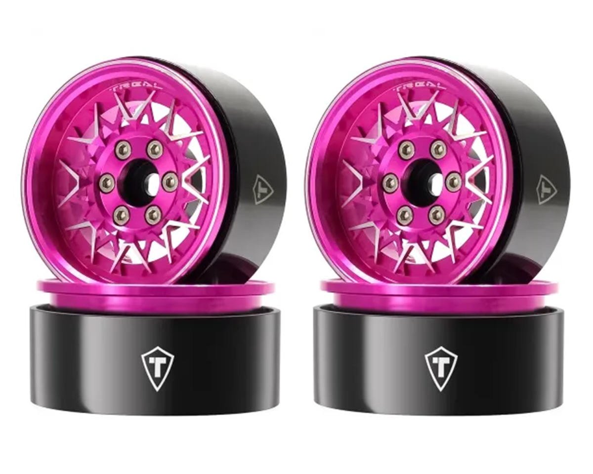Treal Hobby Type V 1.9" V-Spoke Beadlock Wheels (Pink) (4) (TLHTWHEEL-170)