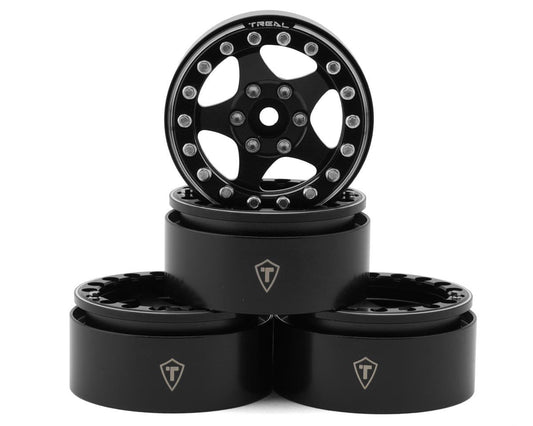 Treal Hobby Type E 1.9" Classic 5-Spoke Beadlock Wheels (Black/Black) (4) (TLHTWHEEL-39)
