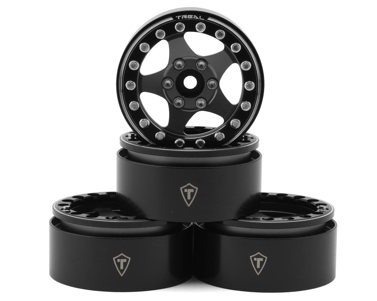 Treal Hobby Type E 1.9" Classic 5-Spoke Beadlock Wheels (Grey/Black) (4) (TLHTWHEEL-41)