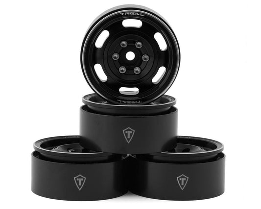 Treal Hobby Type G 1.9" Vintage Wagon Beadlock Wheels (Black) (4) (129.5g) (TLHTWHEEL-53)
