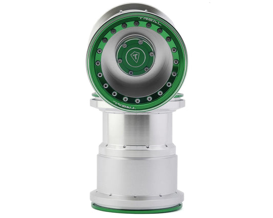Treal Hobby 2.6" Aluminum Beadlock Monster Truck Wheels (Silver/Green) (2) (TLHTWHEEL-61)