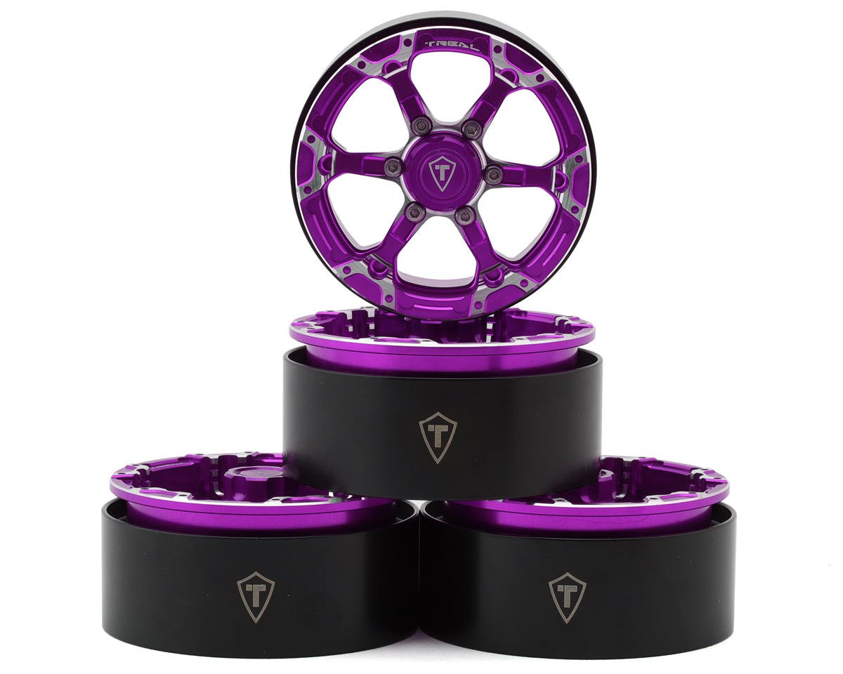 Treal Hobby Type 4P 1.9" 6-Spoke Beadlock Wheels (Purple) (4) (TLHTWHEEL-67)