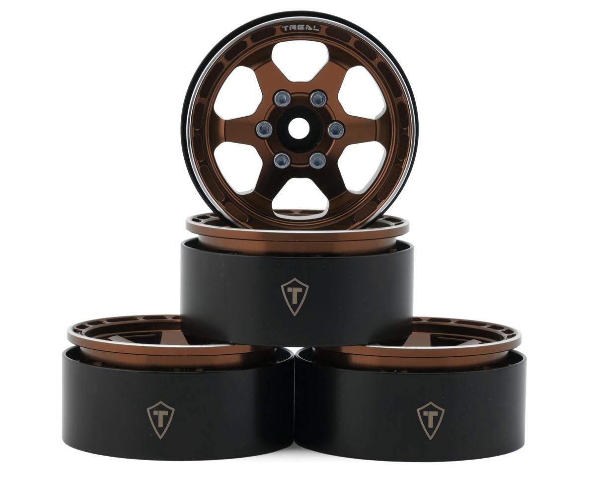 Treal Hobby Type H 1.9" 6-Spoke Beadlock Wheels (Copper) (4) (TLHTWHEEL-69)