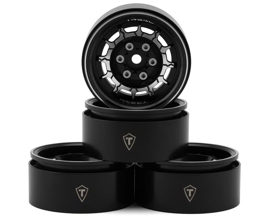 TREAL HOBBY - 1.9" Type-M Aluminum Crawler Beadlock Wheels (Black) (4) (122.9g ea) (TLHTWHEEL-77)