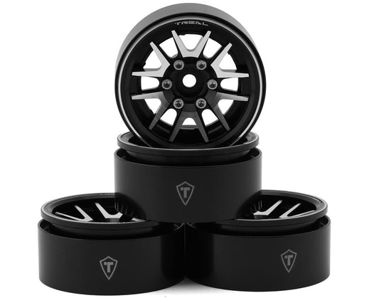 Treal Hobby Type L 1.9" V-Spoke Beadlock Wheels (Black) (4) (TLHTWHEEL-91)