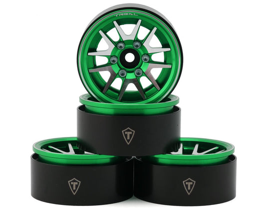 Treal Hobby Type L 1.9" V-Spoke Beadlock Wheels (Green) (4) (TLHTWHEEL-93)