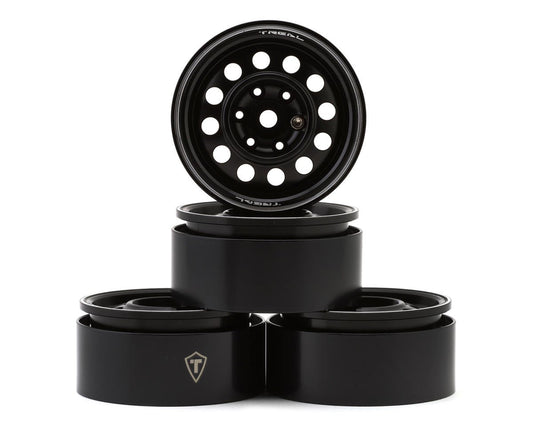 Treal Hobby Type I 1.9" Vintage 12-Hole Beadlock Wheels (Black) (4) (TLHTWHEEL-97)