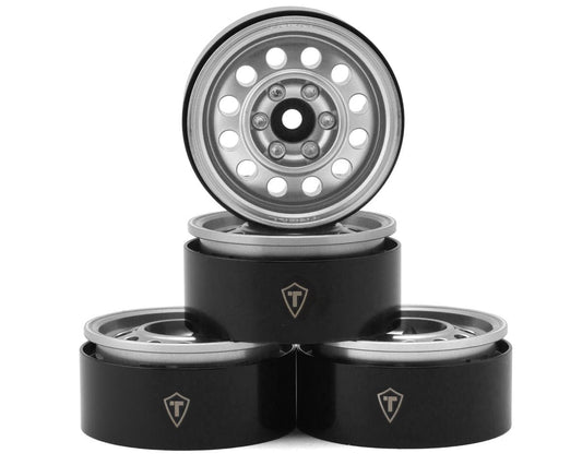 Treal Hobby Type I 1.9" Vintage 12-Hole Beadlock Wheels (Silver) (4) (TLHTWHEEL-99)
