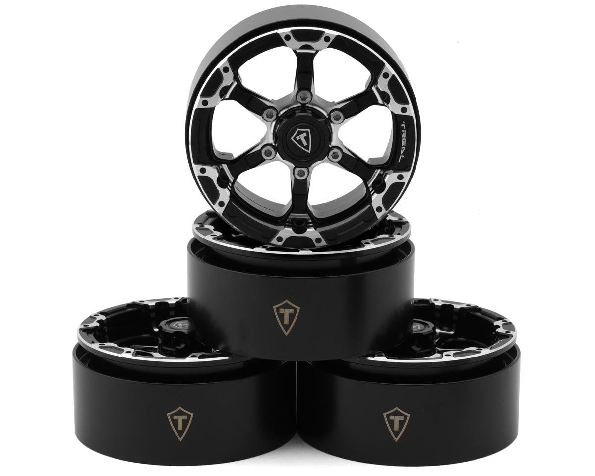 Treal Hobby Type 4P 1.9" 6-Spoke Beadlock Wheels (Black) (4) (TLHTWHEELS-01)