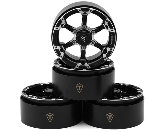 Treal Hobby Type 4P 1.9" 6-Spoke Beadlock Wheels (Black) (4) (TLHTWHEELS-01)