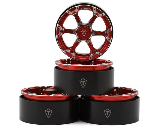 Treal Hobby Type 4P 1.9" 6-Spoke Beadlock Wheels (Red) (4) (TLHTWHEELS-02)