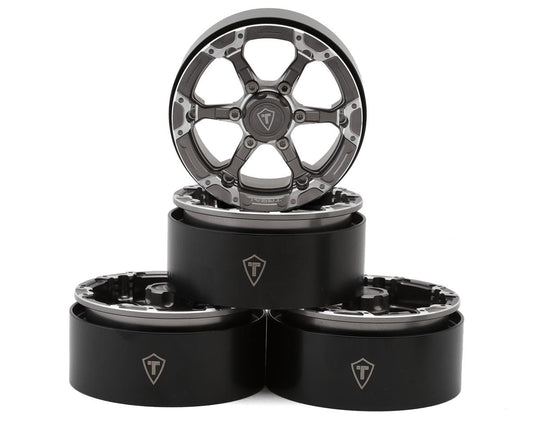 Treal Hobby Type 4P 1.9" 6-Spoke Beadlock Wheels (Titanium) (4) (TLHTWHEELS-03)