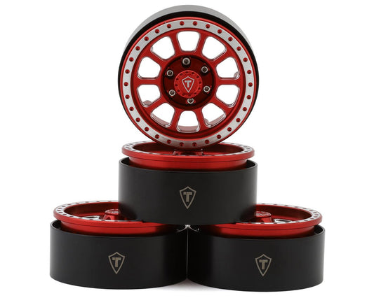 Treal Hobby Type V2 1.9" Beadlock Wheels (Red/Silver) (4) (TLHTWHEELS-05)