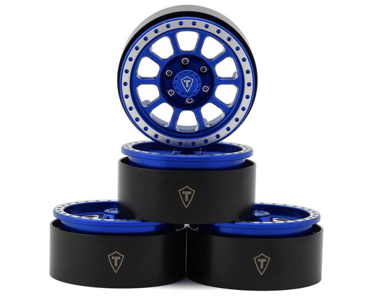 Treal Hobby Type V2 1.9" Beadlock Wheels (Blue/Silver) (4) (TLHTWHEELS-08)