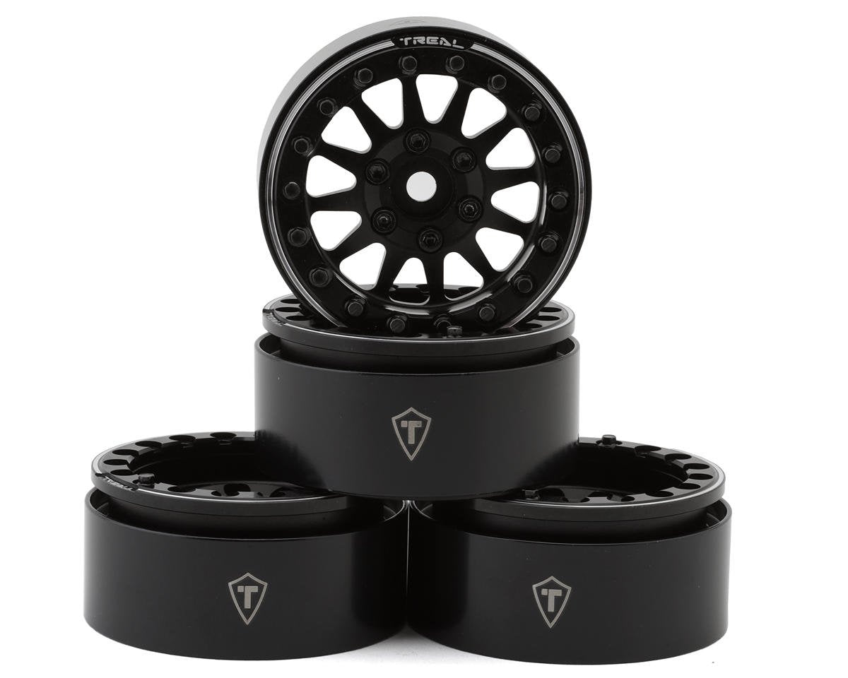 Treal Hobby Type D 1.9" 12-Spoke Beadlock Wheels (Black) (4) (TLHTWHEELS-09)