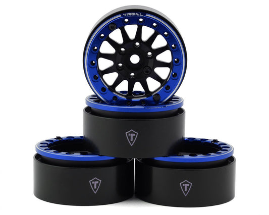 Treal Hobby Type D 1.9" 12-Spoke Beadlock Wheels (Black/Blue) (4) (TLHTWHEELS-10)