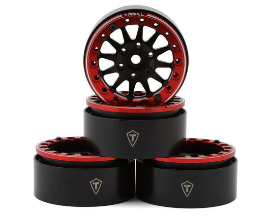 Treal Hobby Type D 1.9" 12-Spoke Beadlock Wheels (Black/Red) (4) (TLHTWHEELS-11)