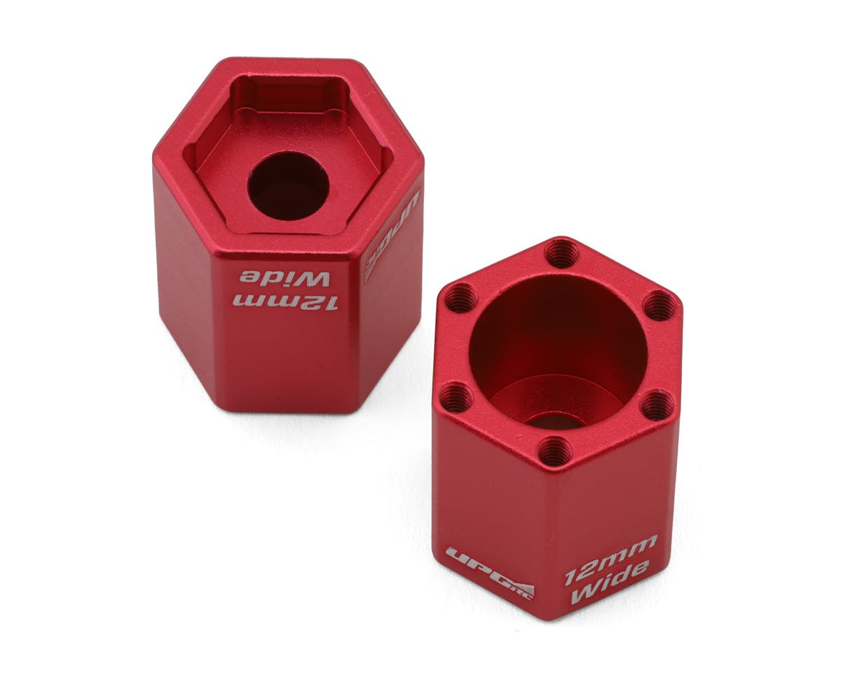 UpGrade RC Aluminum 12mm Hex Adapters for UpGrade RC 2.8" Wheels (Red) (2) (Wide) (UPG-11005)