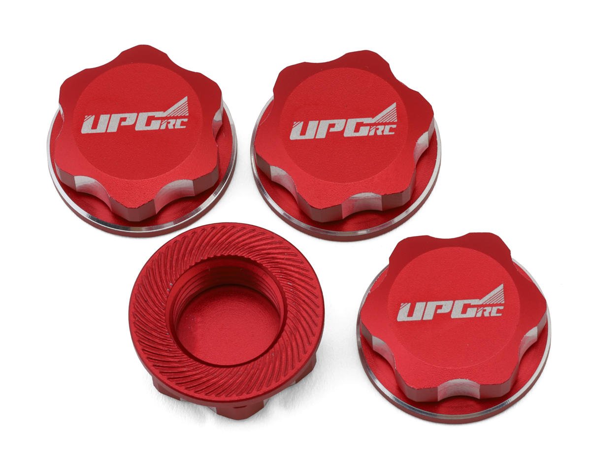 UpGrade RC Aluminum 17mm Serrated Wheel Nuts (4) (Red) (Coarse Thread) (UPG-11009)