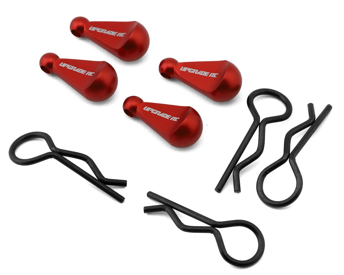 UpGrade RC 1/8 Body Clips with Aluminum Pull Handles (Red) (4) (UPG-13004)