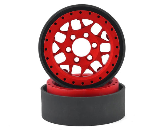 Vanquish Products KMC XD127 Bully 1.9" Beadlock Crawler Wheels (Red) (2) (VPS07713)