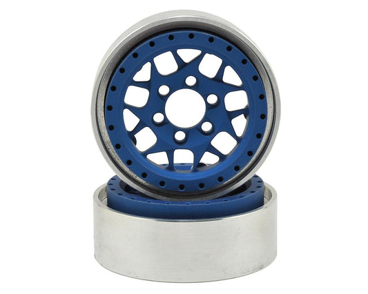 Vanquish Products KMC XD127 Bully 1.9" Beadlock Crawler Wheels (Blue) (2) (VPS07714)