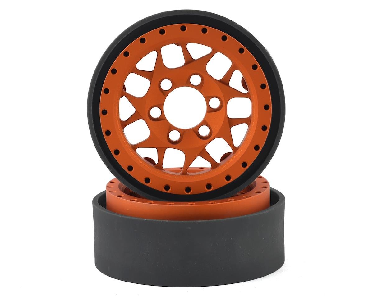 Vanquish Products KMC XD127 Bully 1.9" Beadlock Crawler Wheels (Orange) (2) (VPS07715)