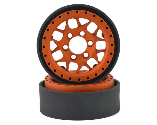 Vanquish Products KMC XD127 Bully 1.9" Beadlock Crawler Wheels (Orange) (2) (VPS07715)