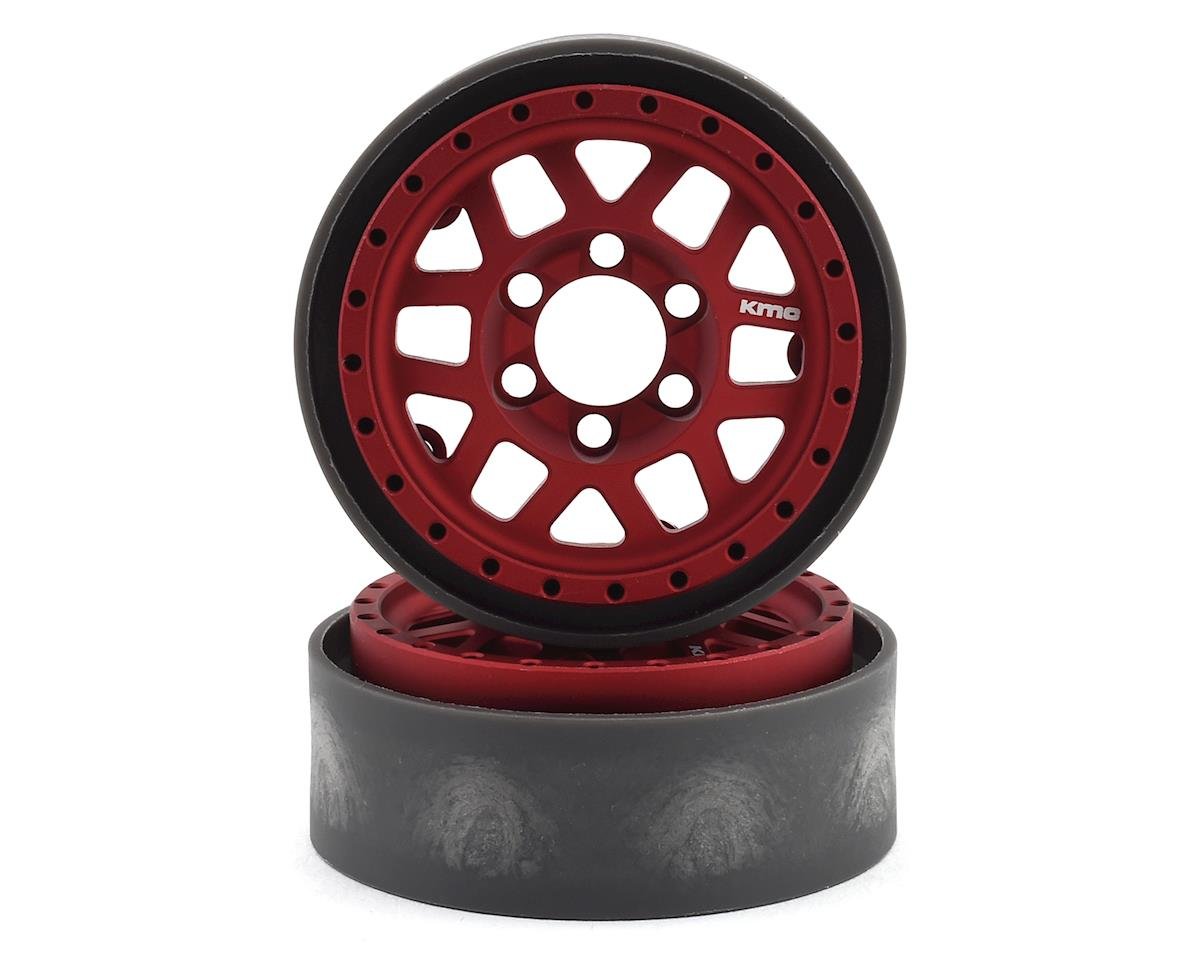 Vanquish Products KMC XD229 Machete V2 1.9" Beadlock Crawler Wheels (Red) (2) (VPS07744)