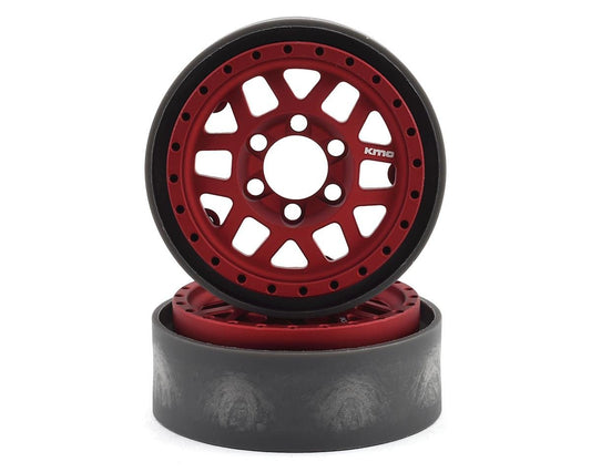 Vanquish Products KMC XD229 Machete V2 1.9" Beadlock Crawler Wheels (Red) (2) (VPS07744)