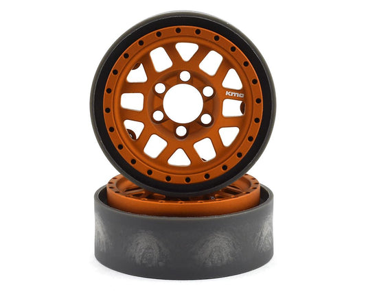 Vanquish Products KMC XD229 Machete V2 1.9" Beadlock Crawler Wheels (Orange) (2) (VPS07745)
