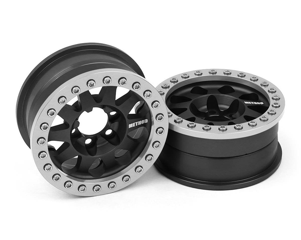 Vanquish Products Method 101 V2 1.9" Beadlock Crawler Wheels (Black/Silver) (2) (VPS07756)