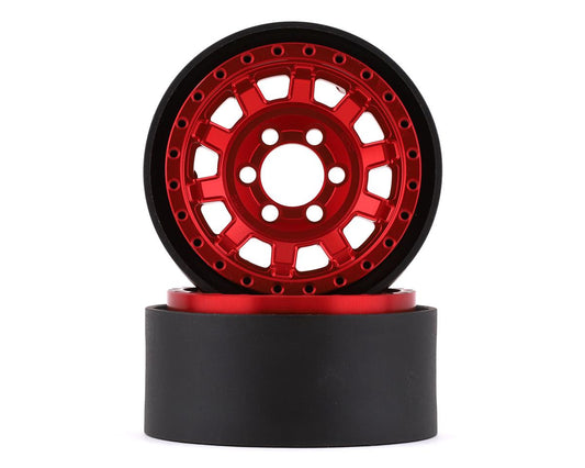 Vanquish Products KMC KM236 Tank 1.9" Beadlock Crawler Wheels (Red) (2) (VPS07783)