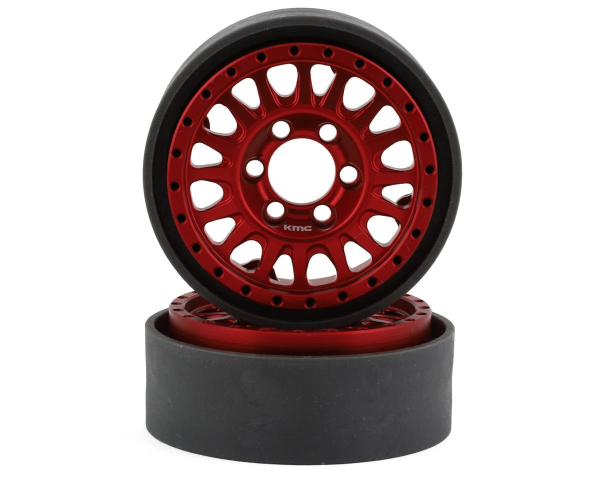 Vanquish Products KMC KM445 Impact 1.9" Beadlock Crawler Wheels (Red) (2) (VPS07804)