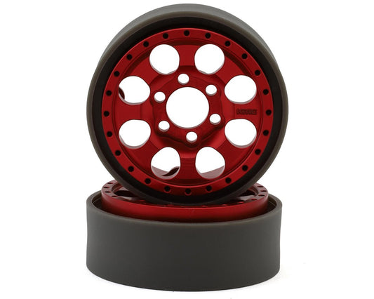 Vanquish Products KMC KM237 Riot 1.9" Beadlock Crawler Wheels (Red) (2) (VPS08133)