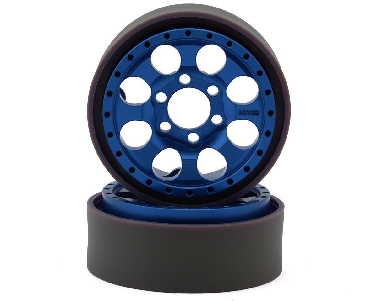 Vanquish Products KMC KM237 Riot 1.9" Beadlock Crawler Wheels (Blue) (2) (VPS08134)