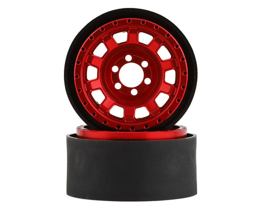 Vanquish Products KMC KM236 Tank 2.2" Beadlock Crawler Wheels (Red) (2) (VPS08704)