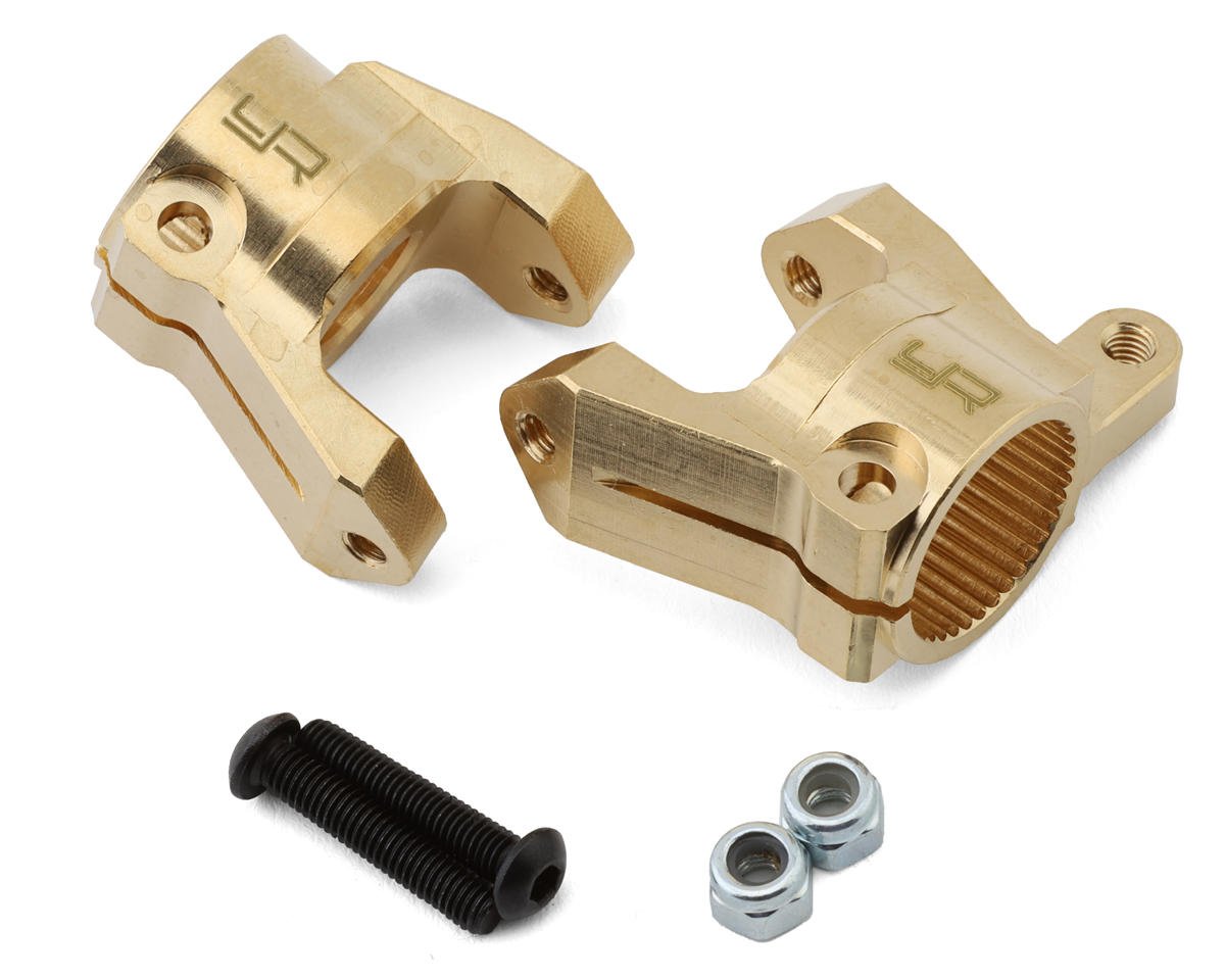 Yeah Racing Element RC Enduro Brass Front C-Hub Carriers (Gold) (2) (20g) (YEA-EMED-006)