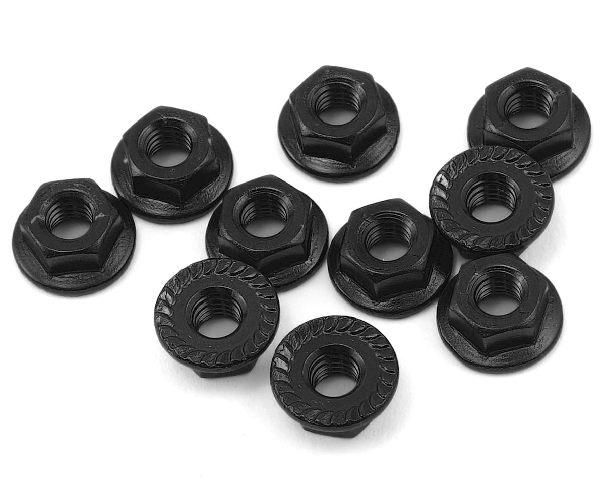 Yeah Racing 4mm Aluminum Serrated Lock Nut (10) (Black) (YEA-LN-M4S-BK)