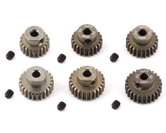 Yeah Racing Hard Coated 48P Aluminum Pinion Gear Set (21, 22, 23, 24, 25, 26T) (YEA-MG-48021-026)