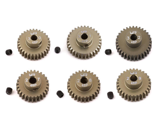 Yeah Racing Hard Coated 48P Aluminum Pinion Gear Set (27, 28, 29, 30, 31, 32T) (YEA-MG-48027-032)