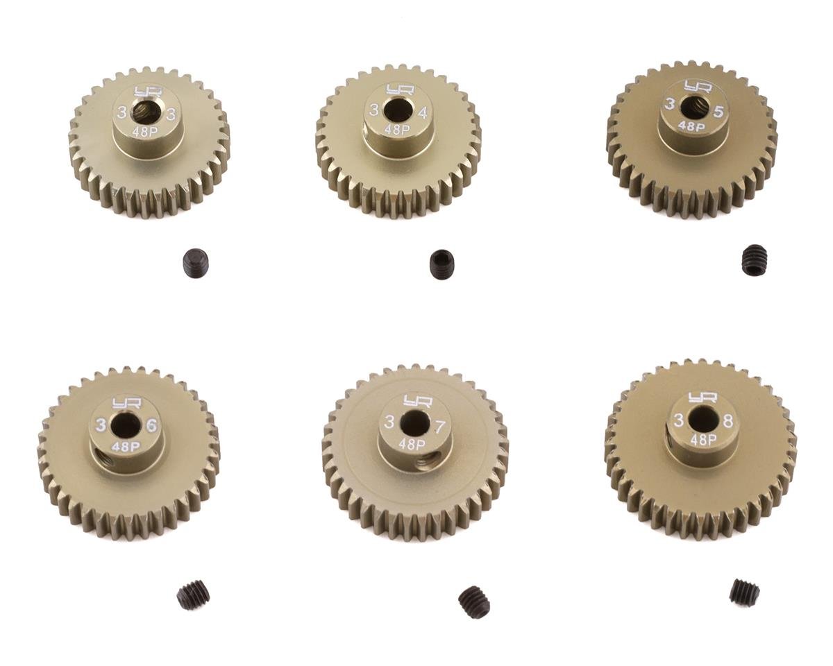 Yeah Racing Hard Coated 48P Aluminum Pinion Gear Set (33, 34, 35, 36, 37, 38T) (YEA-MG-48033-038)