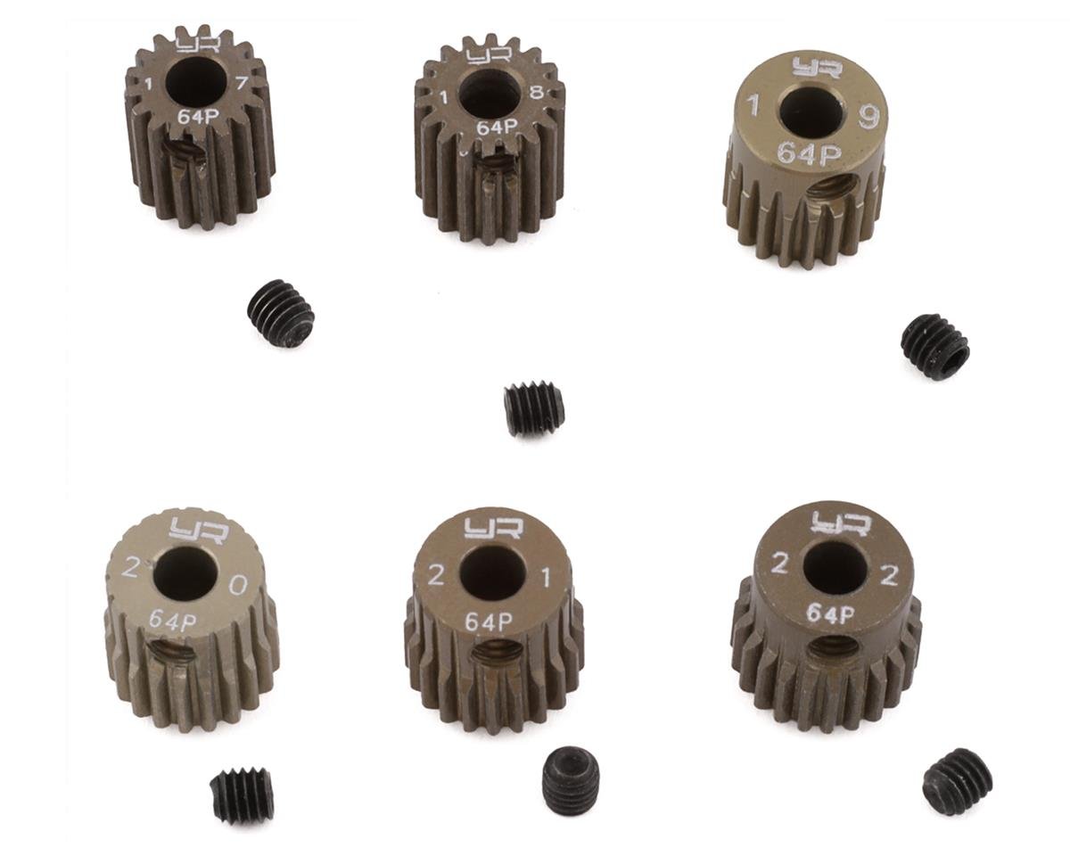 Yeah Racing Hard Coated 64P Aluminum Pinion Gear Set (17, 18, 19, 20, 21, 22T) (YEA-MG-64017-022)
